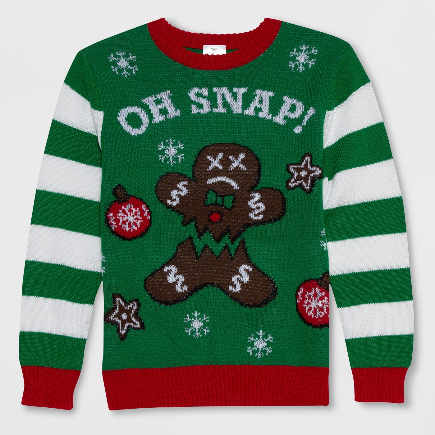 Well Worn Boys' Oh Snap Gingerbread Ugly Christmas Sweater - Green - image 1 of 2