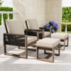 EAGLE PEAK 4 Pieces Natural Cedar Wood Furniture Set, Outdoor Patio Real Wood Small Balcony Conversation Set with Ottomans - 2 of 4
