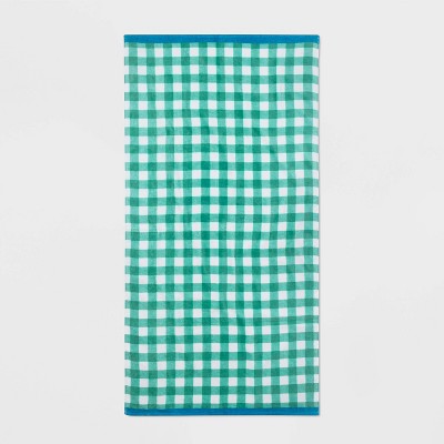 Gingham Beach Towel Green - Sun Squad™