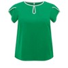 Women's Plus Size Contrasting Colors Keyhole Tulip Sleeve Summer Casual Blouses - GRACE & GRANDEUR - 4 of 4