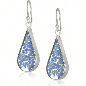 Sterling Silver Teardrop Flower Earrings Pressed Design Exquisite, Delicate, Confident, and Charming. - 1 of 4