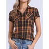 INSPIRE CHIC Women's Classic Short Sleeve Button Down Plaid Shirt - 2 of 4