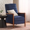 GDFStudio Mendota Mid Century Modern Fabric Channel Stitch Wood Pushback Recliner - 3 of 4