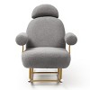 30" Nursery Rocking Chair with Adjustable Headrest and Gold Metal Base,Comfy Upholstered Armchair for Living Room,Bedroom-Baofuwish - 2 of 4