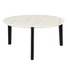 Maliang 36 Inch Round Small Coffee Table, Imitation Marble Tabletop With Rubber Wood Solid Wood Legs For Living Room, Office - 2 of 4