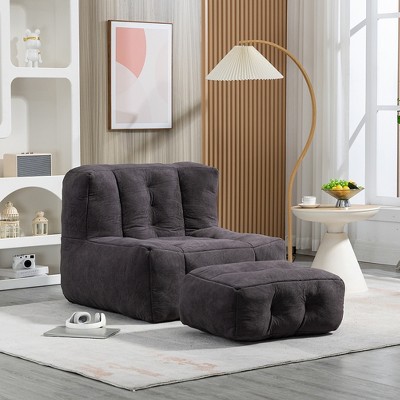 Bean Bag Chair, Super Soft Lazy Sofa Chair with Stool for Living Room, Bedroom, Apartment