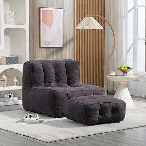Bean Bag Chair, Super Soft Lazy Sofa Chair with Stool for Living Room, Bedroom, Apartment - 1 of 4