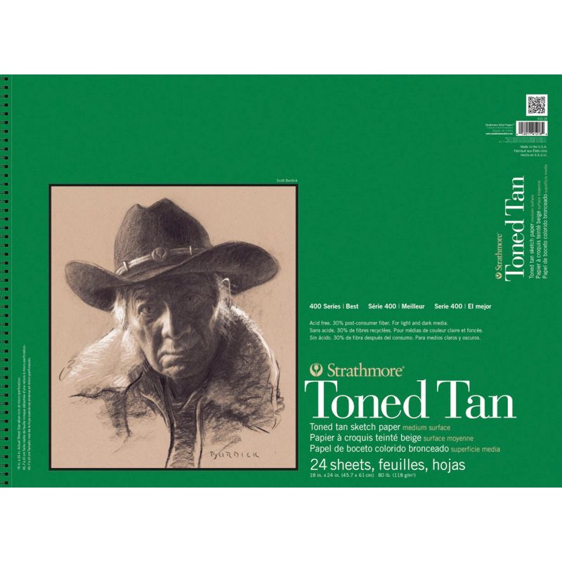 Strathmore 400 Series Toned Tan Drawing Pad, 18 x 24 Inches, 80 Pound, 24 Sheets, 1 of 2