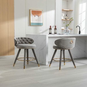 Resenkos Counter Bar Stools, Counter Stool,Counter Height Bar Stools Set of 2 for Kitchen Counter Solid Wood Legs Gray - 1 of 4