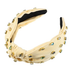 Unique Bargains Women's Non-slip Rhinestone Retro Knotted Wide Headband 5.24"x1.22" 1 Pc - 1 of 4