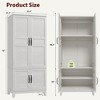 72" Wooden Armoire Wardrobe Closet with 4 Doors Freestanding Cabinet with Hanging Rod for Bedroom - 2 of 4