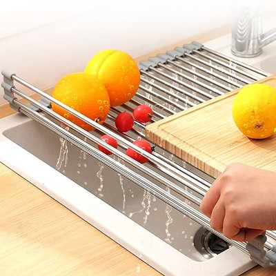 Stainless Steel Foldable Over-the-Sink Dish Rack