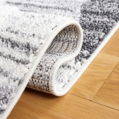 Gray Diamond Braided Shag Rectangular Area Rug