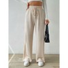 Clearlove Womens Wide Leg Palazzo Pleated Pants Ribbed Knit High Waist Flowy Drawstring Loose Casual Trousers - 4 of 4