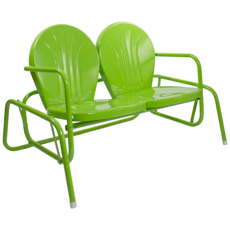 Northlight 48.25" Outdoor Retro Metal Tulip Double Glider Patio Chair, Lime Green, 3 of 6