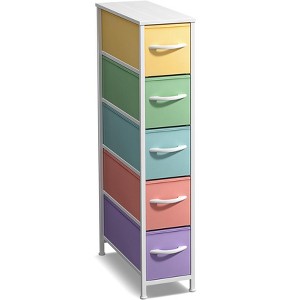 Sorbus 5 Drawers Narrow Dresser with Steel Frame, Wood Top & Easy Pull Fabric Bins for Small Spaces, Closets, Bedrooms, Bathrooms & Laundry - 1 of 4