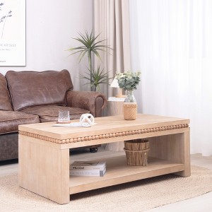 Bella Depot 47" Coffee Table with Open Storage Shelf, Wood Coffee Table with Beaded Trim - 1 of 4