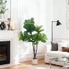 Artificial Fiddle Leaf Fig Tree Potted- 7Ft Faux Ficus Lyrata Trees Fake Fig Silk Tree in Pot, Outdoor Tall Artificial Plants Potted for Home Decor - 3 of 4