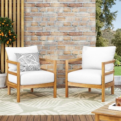 Sapphtopaz Wood Patio Dining Chairs Patio Chairs with Waterproof Thick Cushion Deep Seating for Garden, Patio, Lawn