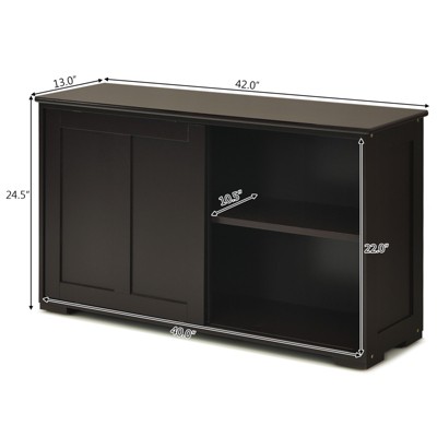 Brown MDF Buffet Cupboard with Sliding Door and Shelf