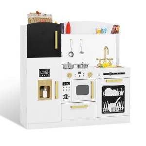 Kinder King Wooden Kids Play Kitchen, Toy Kitchen Playset for Toddler, Pretend Oven, Microwave,  Realistic Kitchen Sets for Boys Girls Age 3+ - 1 of 4
