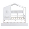 KWPZQEB House Bed Frame with Storage Shlef, Wooden Montessori Bed with Trundle & Fence for Kids, No Box Spring, Easy Assemble - 4 of 4
