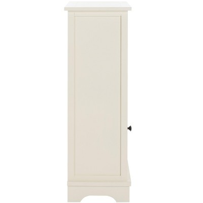 Distressed White Pine Accent Cabinet with Wicker Baskets