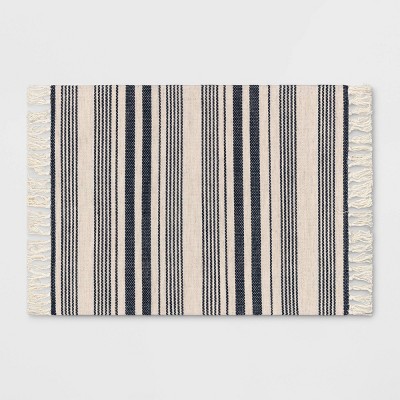 2'x3' Striped Tapestry with Fringes Woven Indoor/Outdoor Rug Navy/Ivory - Threshold™