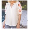 Women's Embroidered V Neck Top - voy - 2 of 3