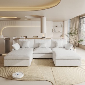 Cloud Couch Modular Sectional Sofa,119.29" U Shaped Couch, Oversized Down Filled Convertible Wide Seater,3 Seater With 2 Ottomans For Living Room Set - 1 of 4