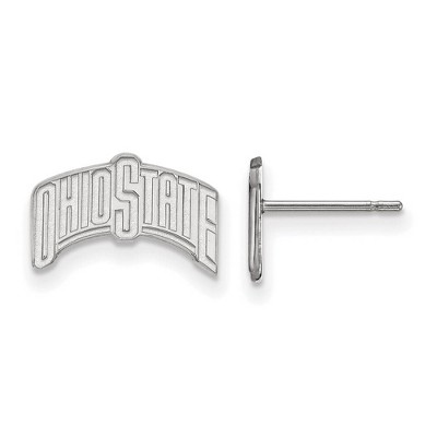 Black Bow Jewelry 14k White Gold Ohio State Buckeyes NCAA Post Earrings