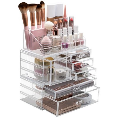 Sorbus Large Clear Makeup Organizer Case - 3 Piece Set