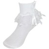 CTM Girls' Lace Ruffle Anklet Sock with Pearl Accent - 4 of 4