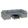 GDFStudio Bruce Outdoor 6-Seater Rattan and Metal Upholstered 116" Sectional Sofa Set with Coffee Table - 2 of 4