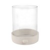Pillar Candle Holder - Pottery & Glass Hurricane Lantern - Casual Home Decor for Living Room, Bedroom, Office - Modern Minimalist Accent - 13" White - 3 of 4