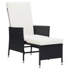 vidaXL Reclining Patio Chair with Cushions Poly Rattan Black - 2 of 4