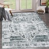 Runner Rug Kitchen Hallway Entryway – Vintage Floral Oriental Design Non-Slip Stain Resistant Low Pile Floor Covering - 2 of 4