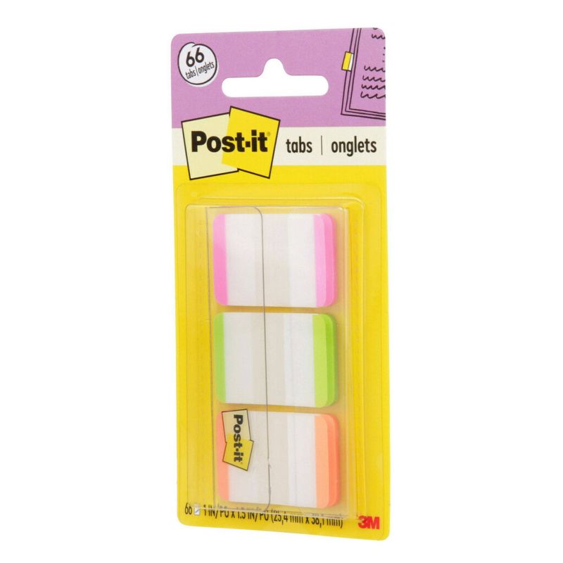 Post-it 66ct 1&#34; Repositionable Filing Tabs with On-the-Go Dispenser - Pink/Green/Orange, 4 of 14
