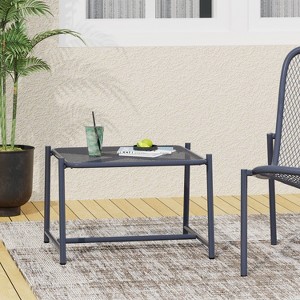 Christopher Knight Home Bucknell Outdoor Small Side Table Iron Matte Navy Blue - 1 of 4