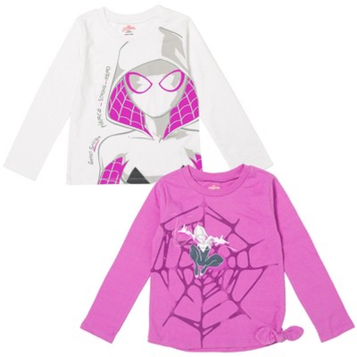 Marvel Spider-man Spider-gwen Ghost Spider Toddler Girls 2 Pack Knotted  Graphic T-shirts White / Purple 3t : Target