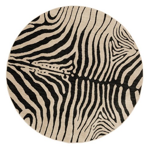 routine Specialiteit Fabel 8' Round Zebra Striped Woven Rug Black - Opalhouse™ : Target