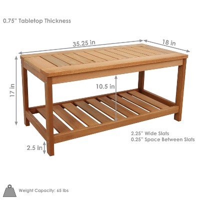 Sunnydaze Meranti Wood Teak Oil Finish Outdoor Coffee Table