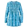 Collections Etc Watercolor Tonal Paisley Pintuck Long Sleeve Tunic XX-Large Gender Neutral Blue Multi - 2 of 4