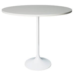 LeisureMod 48" Round Bar Height Dining Table with MDF Top and White Stainless Steel Pedestal Base Verve Collection - 1 of 4