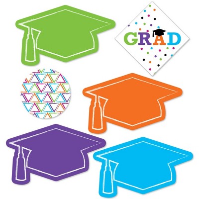 Big Dot of Happiness Hats Off Grad - DIY Shaped Graduation Party Cut-Outs - 24 Count