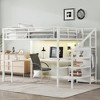 VYNXARIA Queen Size Loft Bed with L-shaped Desk, Metal Loft Bed with Wardrobe and Adjustable Shelf for Kids Teens Adults, White - 2 of 4