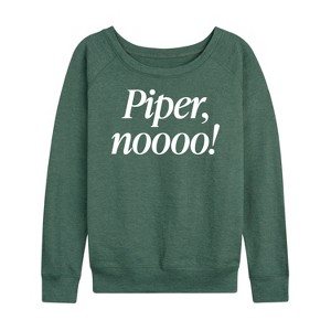 Women's - Instant Message - Piper No Lightweight French Terry Wide Neck Long Sleeve Shirt - 1 of 4