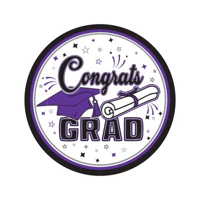 Beistle Purple Congrats Grad Plates, 7
