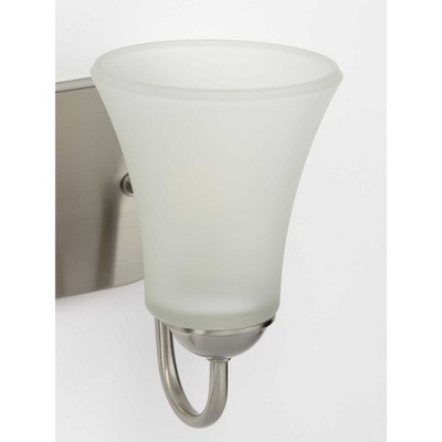 Classic Brushed Nickel 2-Light Bath Vanity with Etched Glass Shades