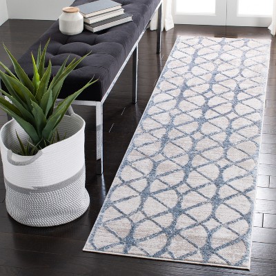 Amelia Grey and Blue Synthetic Runner Rug, 2'2" x 14'